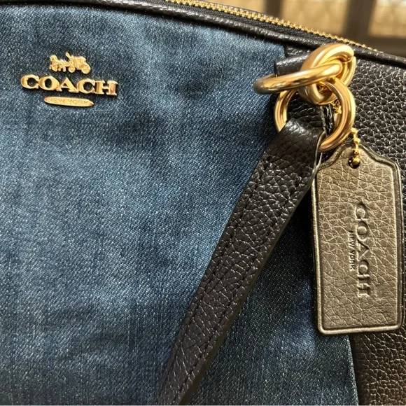 NEW WITHOUT TAGS! Coach Black and Denim Blue Bag with crossover option. - Picture 5 of 12